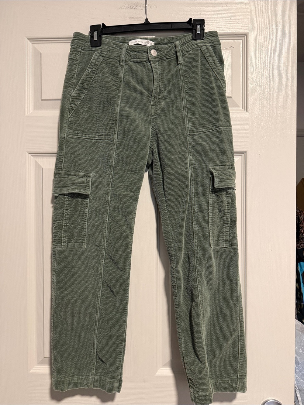 Women Olive Green Corduroy Cargo Pants